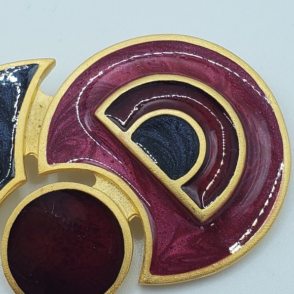 Vintage ACTV Brooch Enamel Gold Tone Modernist Geometric 80s Fashion Jewelry - Picture 6 of 10